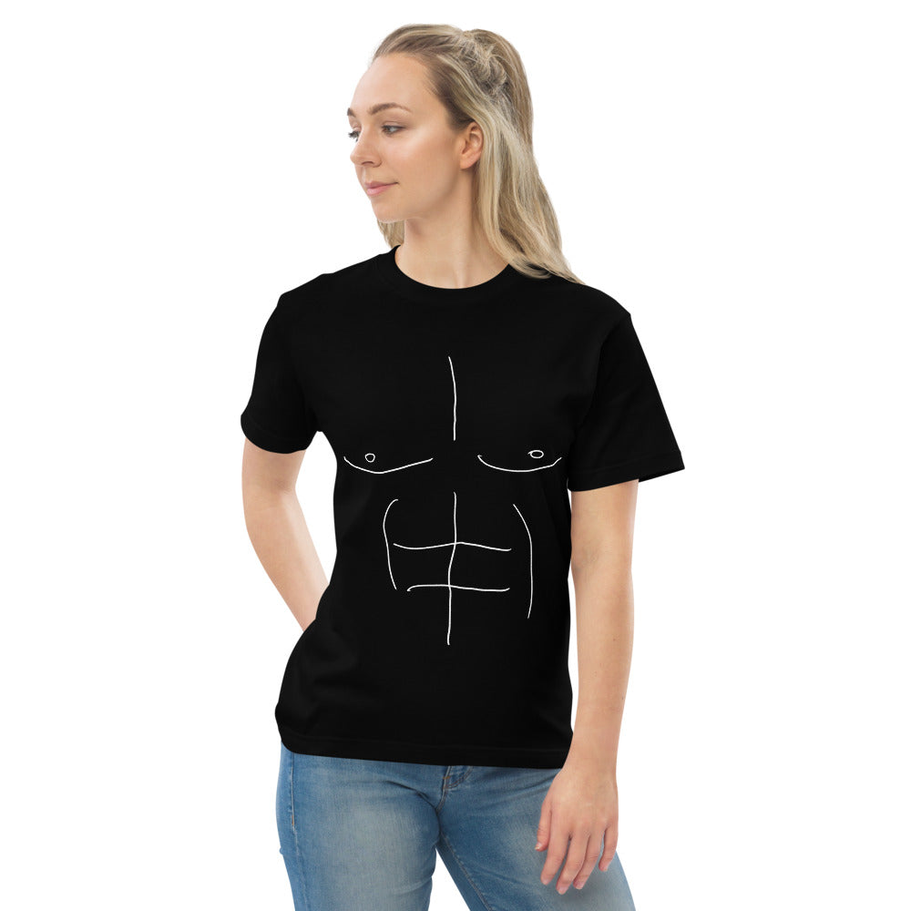 誰でもマッチョになれるゆるTシャツ プリント白 ハイクオリティーTシャツ
